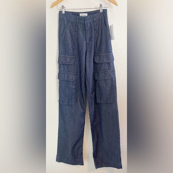 FRAME Relaxed Straight Leg Cargo dark blue Jeans pants NWT. 23 - Picture 5 of 9